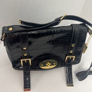 Nine West Black Patent Leather Crocodile Bag  12' x 9''
